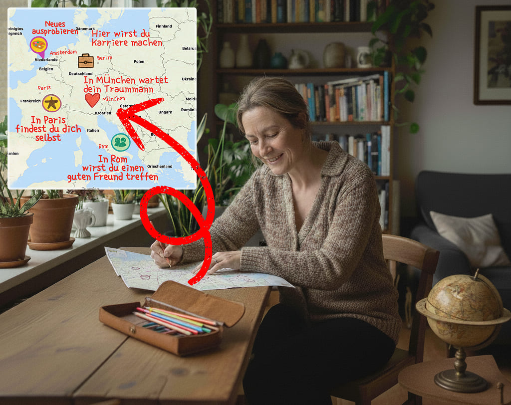 Ines zeichnet eine Karte